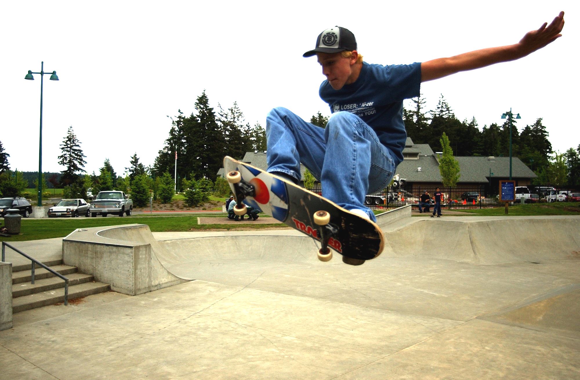 Skate Park Area with Skater in Mid-Air